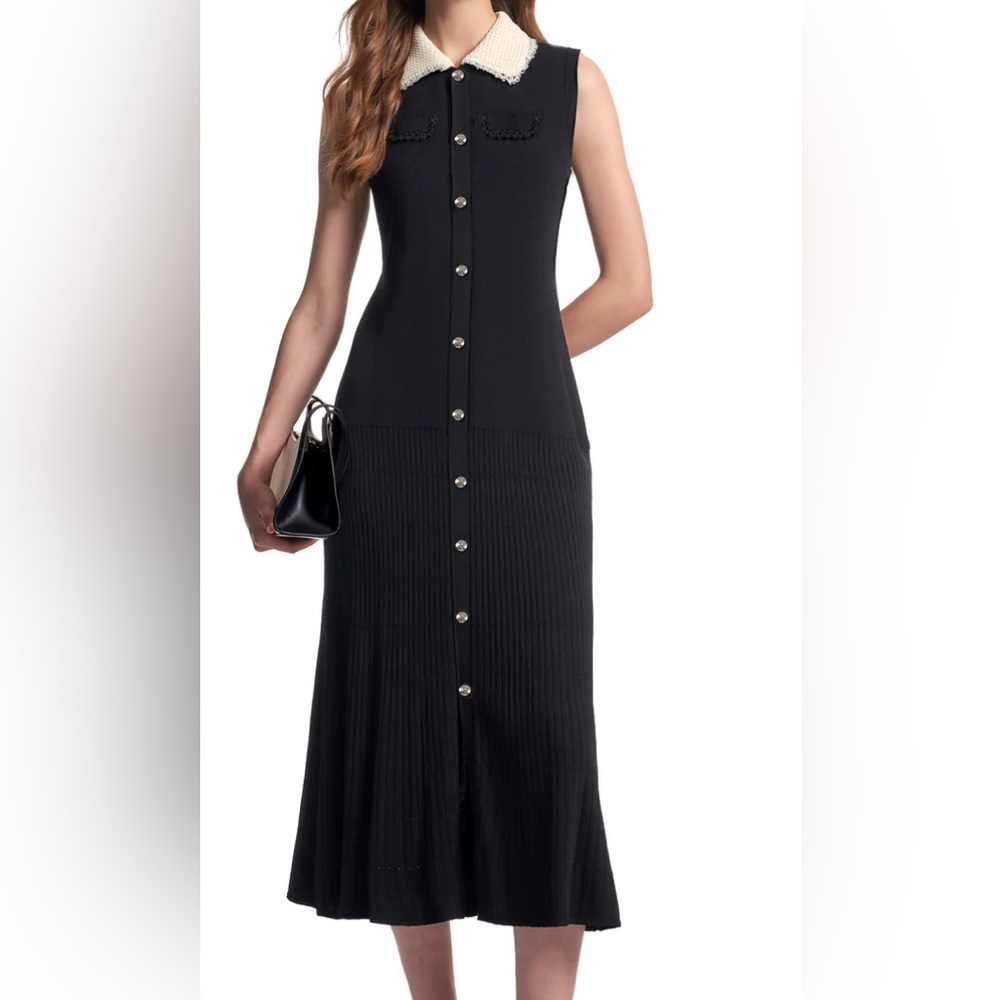Sandro Black Maxi Dress with Button Detail